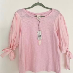 Cinq a sept pink tie sleeve t shirt